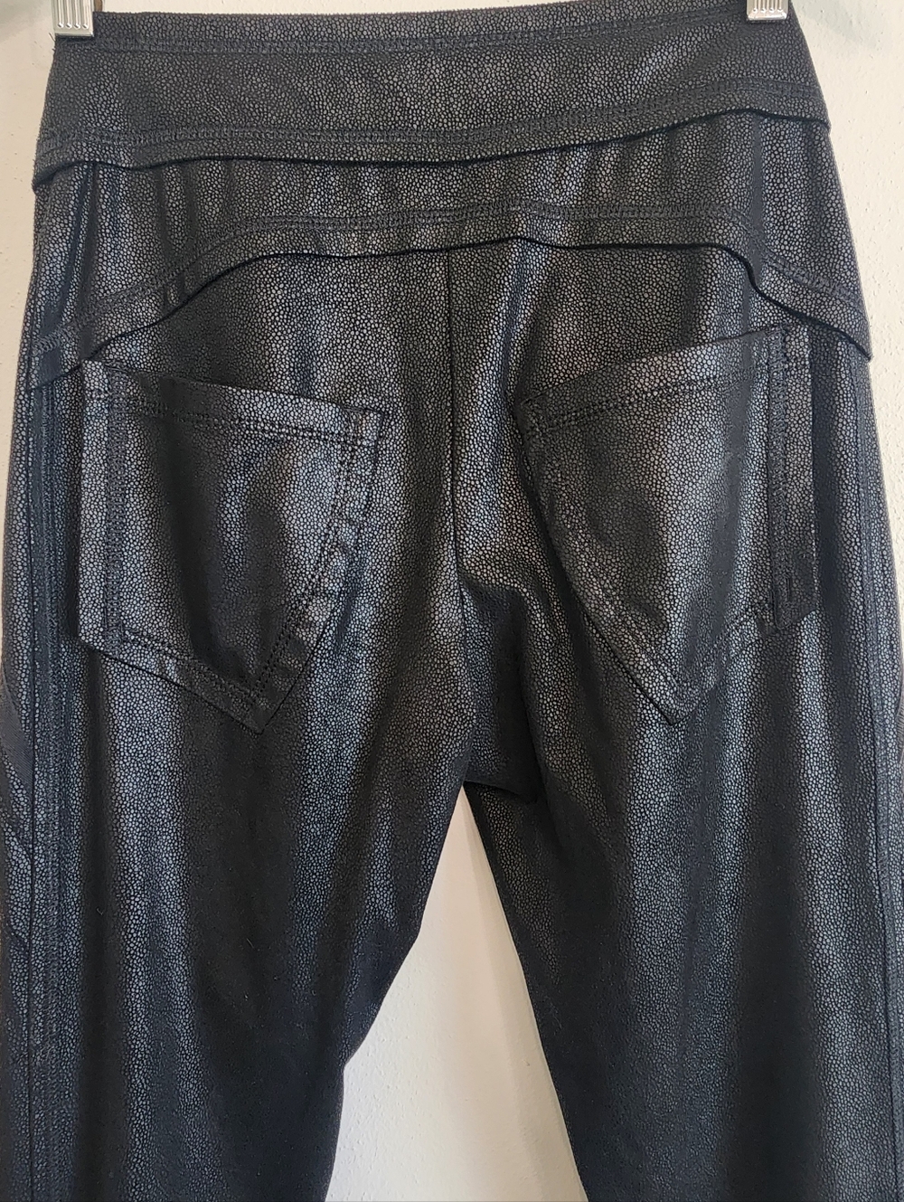 Beate Heymann Size 4 Black Faux Leather Moto Cuffed Joggers - Picture 9 of 12